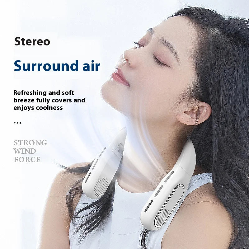 Neck - Hanging Fan with High Wind Power and Long Battery Life, Dual Display, Condensing Plate & Foldable Design for Quick Coolin