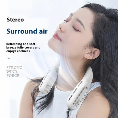 Neck - Hanging Fan with High Wind Power and Long Battery Life, Dual Display, Condensing Plate & Foldable Design for Quick Coolin