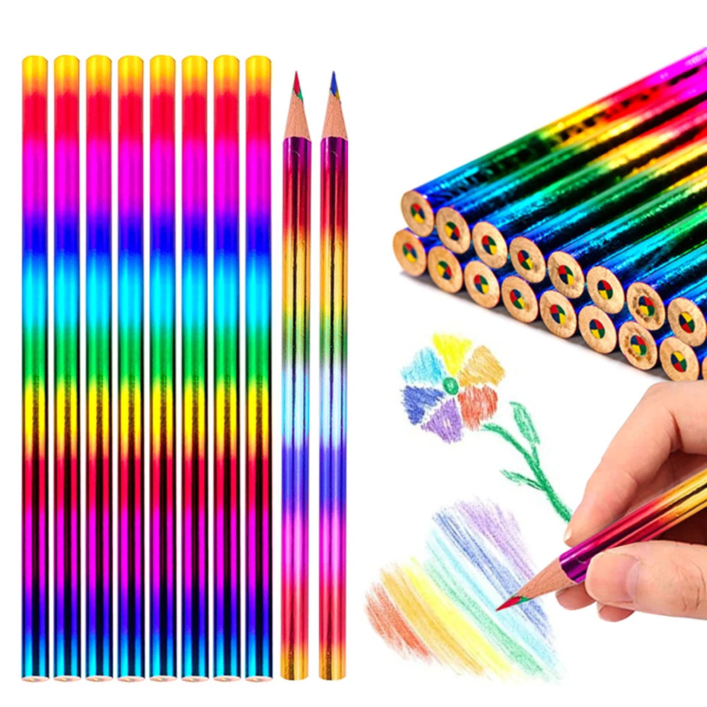 12-48 Pcs Rainbow Four-color Painting Brush for Children's Birthday Party Kindergarten Home Carnival Christmas Party Gift Reward