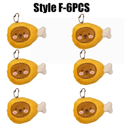 Cartoon Capybara Pendant Decoration Soft Plush Bread Key Chain Plush Stuffed Croissant Food Plush Keychain Hanging Accessory