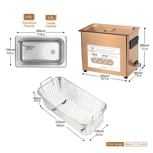 6.5L Ultrasonic Cleaner, 40kHz Ultrasonic Bath, Cleaning Machine For Jewellery Dental Motorbike Carburetor Auto Parts etc