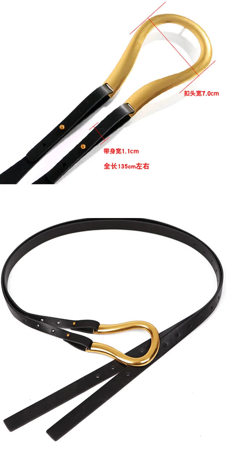 Fashion Woman Belt High Quality Casual Light Horseshoe Buckle Large U-shaped Luxury Personality Curve Designer Belt Women LB2237