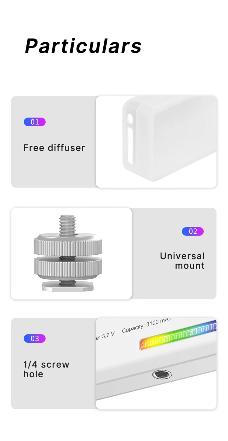 Ulanzi VL120 Full Color RGB Video Light 2500K-9000K LED Photography Lighting Dimmable Camera Light Live Videography Fill Lamp