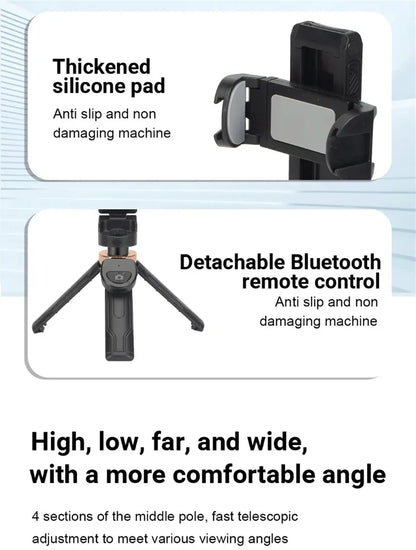 FANGTUOSI Mini Selfie Stick Portable Phone Holder Shooting Aid Versatile Integrated Design Bluetooth Remote For Live Broadcas
