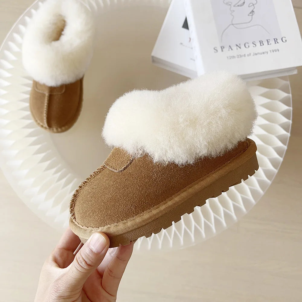 Kids Winter Slippers - Luxury Fur Lined Non-Slip Indoor Boots for Boys & Girls