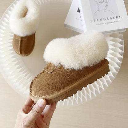 Kids Winter Slippers - Luxury Fur Lined Non-Slip Indoor Boots for Boys & Girls