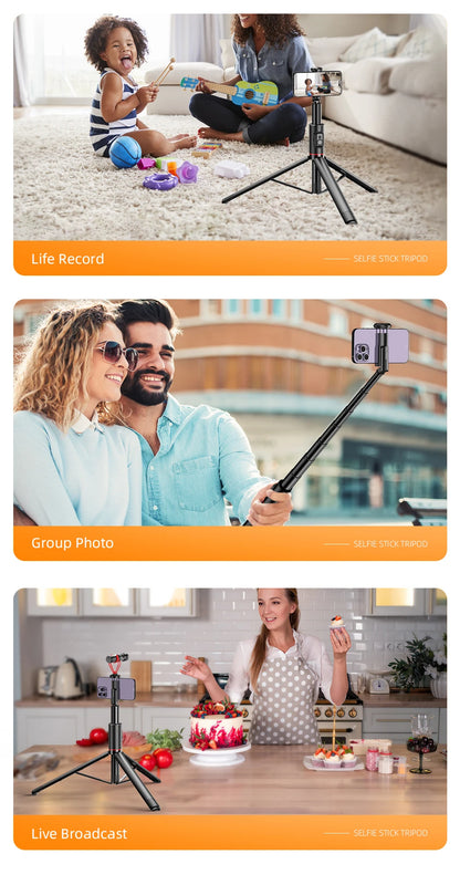 Wireless Selfie Stick Tripod for Smartphone, Aluminum Alloy 72 inch Selfie Stick Portable for iPhone 13 14 pro max Android Phone