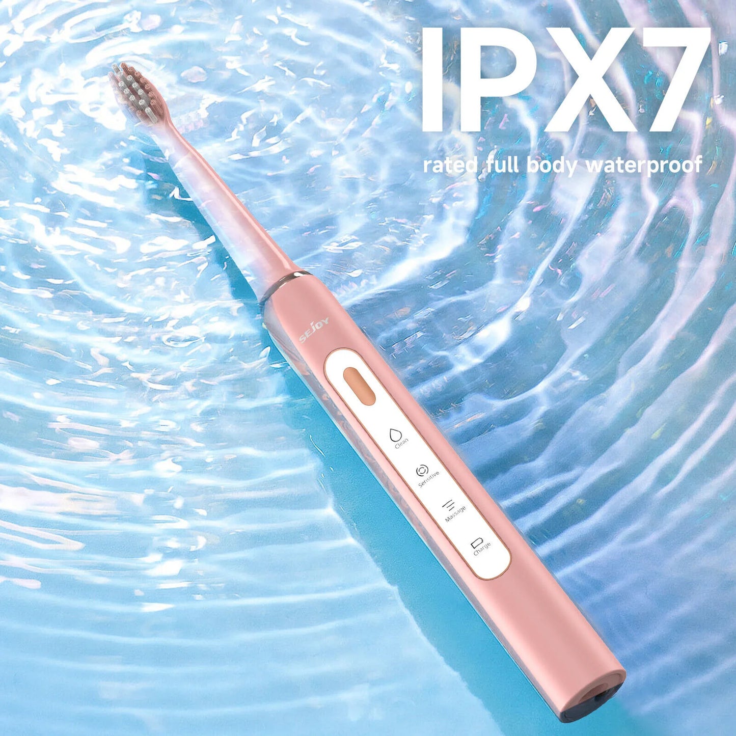 SEJOY Electric Sonic Tooth Brush for Adult USB Rechargeable Electric Toothbrush Washable with 7 pcs Replacement Heads