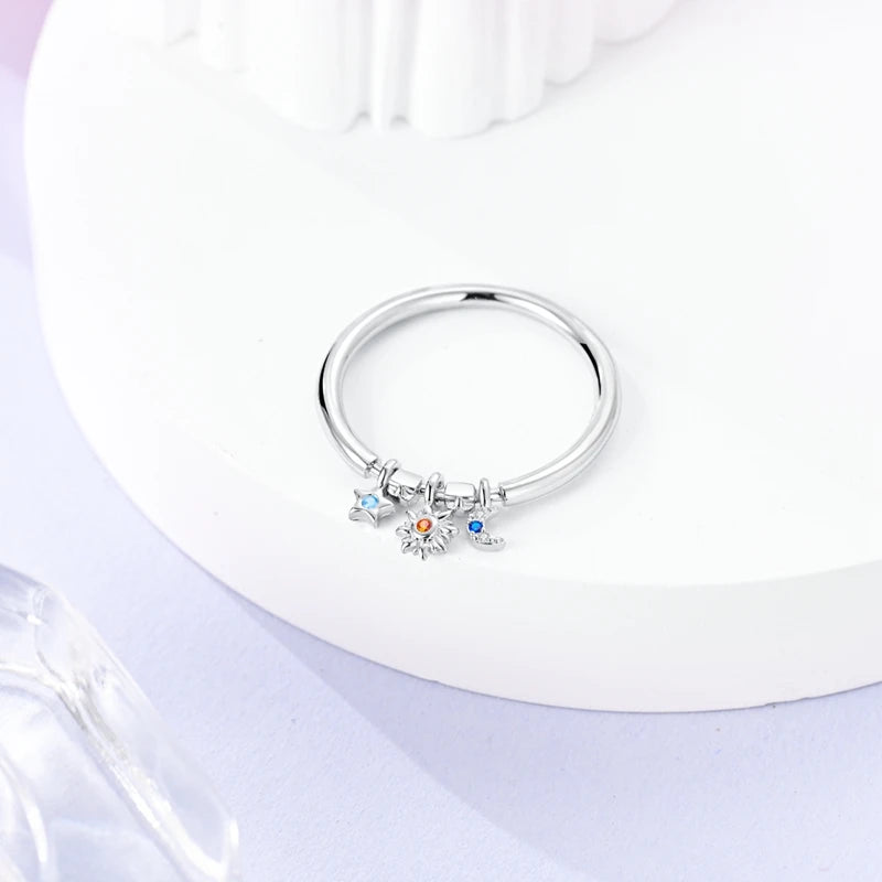 925 Sterling Silver Sparkling Zircon Ring - Classic Stackable Wedding Band for Women