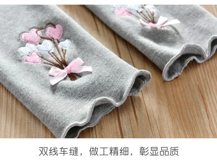 Girls 1-7 Years Old Comfortable Leggings At Home Wear Children'S Spring And Autumn Outdoor Embroidered Kids Daily Casual Pants