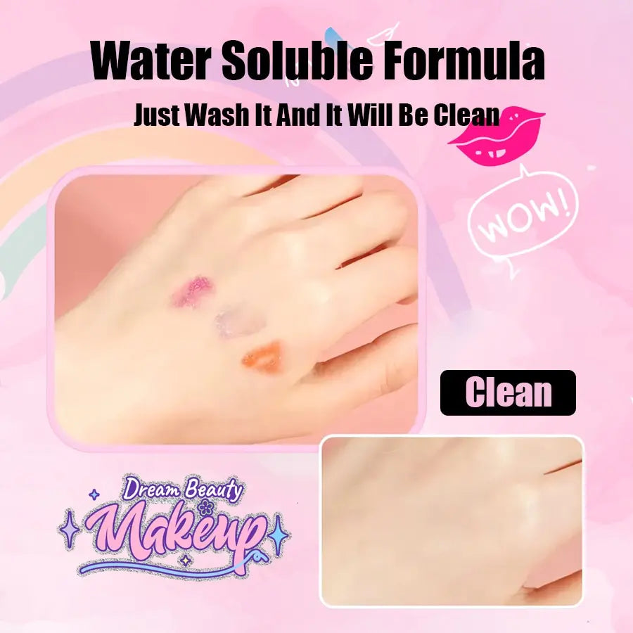 Kids Beauty Toys Makeup Kit Little Bag Washable Pretend Play Cosmetic Set Toys with Mirror Non-Toxic & Safe Birthday Gifts Girl