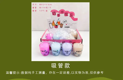 Summer Kawaii Squishy Big Milk Tea Cup Anti-Pressure Pinching Squeeze Kids Toy Fruit Cup Sensory Stress Relief Water Polo Gift