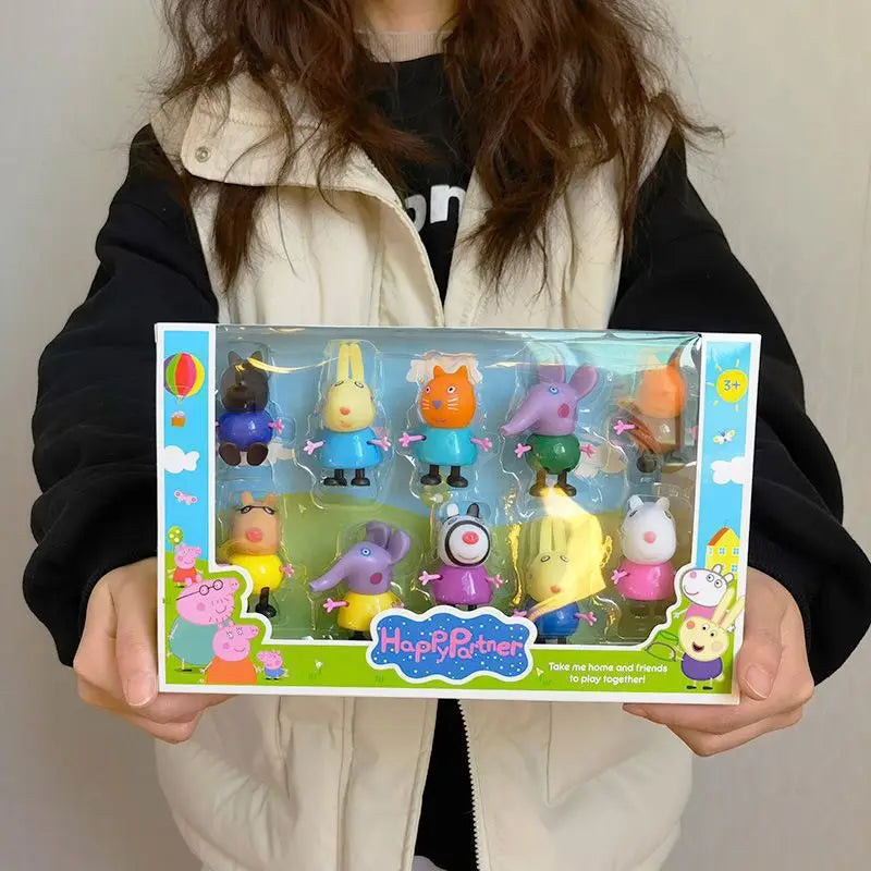 Peppa Pig, a girl, four people, toy doll, boy and children's suit