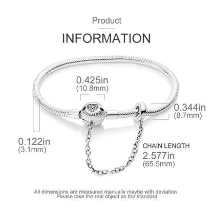 925 Sterling Silver Charm Bracelet - Leaf, Clover, Butterfly & Heart Design | 17-20cm Adjustable