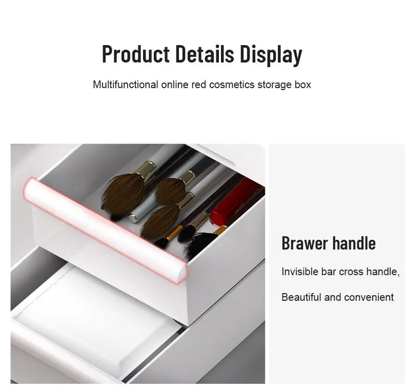 White Makeup Organizer with Drawers - Cosmetic Storage Box for Vanity & Dressing Table