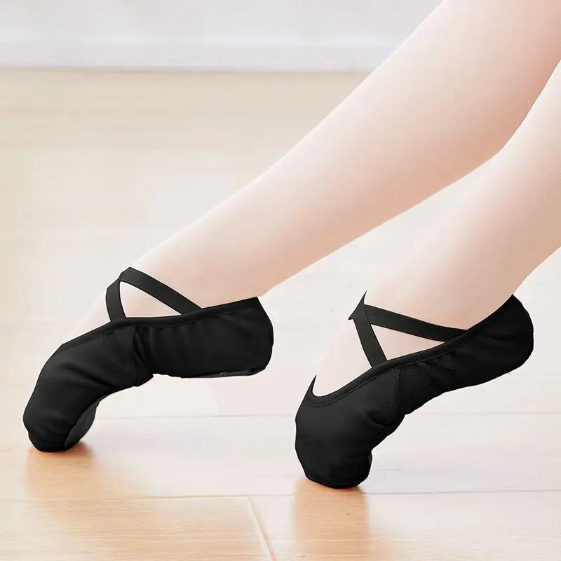 Ballet Shoes for Girls & Women - Stretch Canvas Dance Slippers with Split Sole & Elastic Fit