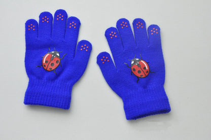 Children Knitted Warm Gloves For 5-12Y Baby Students Winter New Insect Full Finger Mittens Outdoor Cycling Skiing Gloves