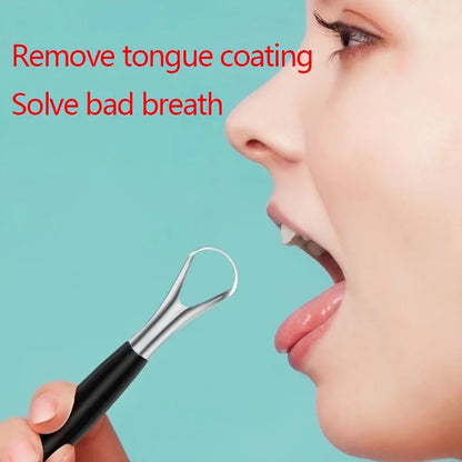 A Stainless Steel Tongue Scraper Designed to Bad Breath, This Reusable Oral Hygiene Tool Serves As a Tongue Cleaning Beauty
