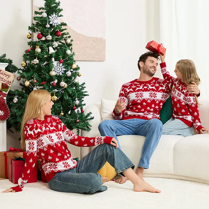 Christmas Family Matching Sweaters Full Sleeve Allover Print Knitwear Casual Soft Knitted Jumpers Adults Kids Pullover Xmas Look