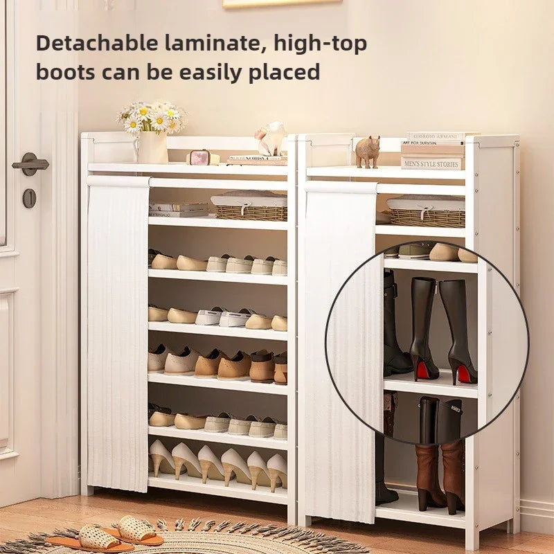 Free installation shoe rack indoor simple folding household multi-layer dustproof rental room shoe storage artifact
