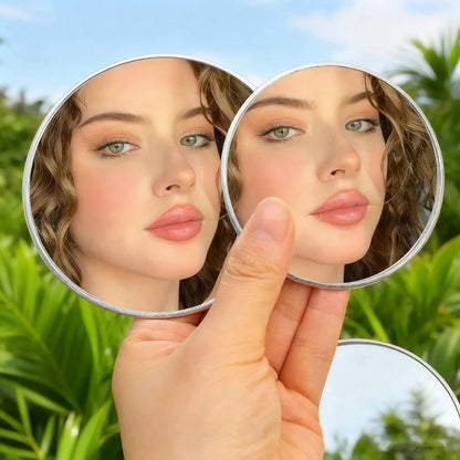 7.5cm/9.5cm Mini Hand-held Selfie Convex Mirror Travel Trip Pocket Selfie Mirror TikTok INS Fashion Mirrors for Traveling Alone