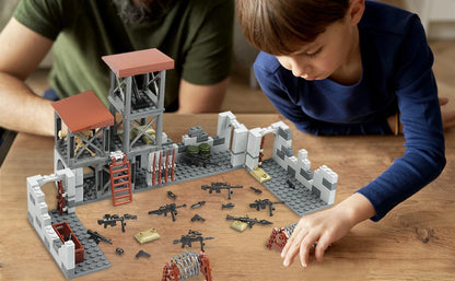 WW2 Army Military Base Model Building Kits Boys Toys Military Mini Army Supplies Guns Building Blocks Sets