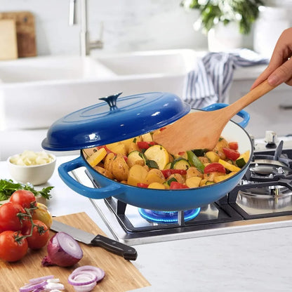 4.5L Dutch Oven Soup Pot Cast Iron Casserole Braiser  Casserole Skillet with Lid and Dual Handles Dutch Oven Baking