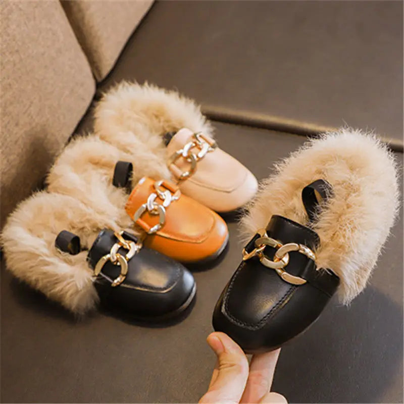 Kids Winter Slippers - Luxury Fur Lined Non-Slip Indoor Boots for Boys & Girls