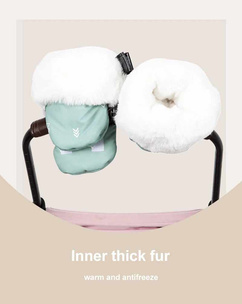 Stroller Gloves 1 Pair Winter Windproof Warm Cute Bear Brown Style Universal Prams Gloves Waterproof Baby Stroller Accessories