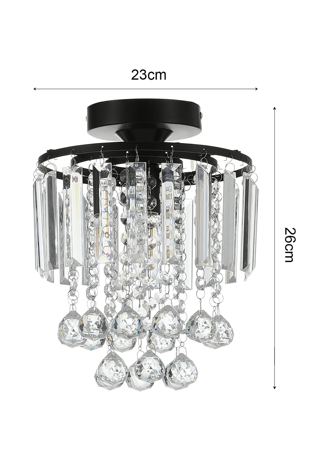 KOMORE Crystal Mount Ceiling Light 23cm /25cm / 30cm Dia for Living Room, Bedroom, Kitchen