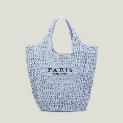 Casual Hollow Straw Women Shoulder Bags Designer Letters Handbags Paper Woven Large Tote Bag Handmade Summer Beach Purses 2024