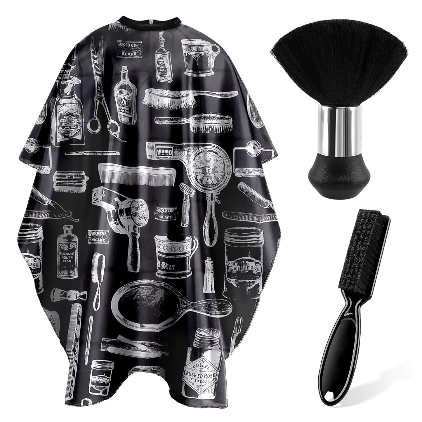 3/8pcsHair Cutting Barber Cape Set with Neck Duster Brush Barber Brush Professional Barber Accessories Salon Cleaning Supplies
