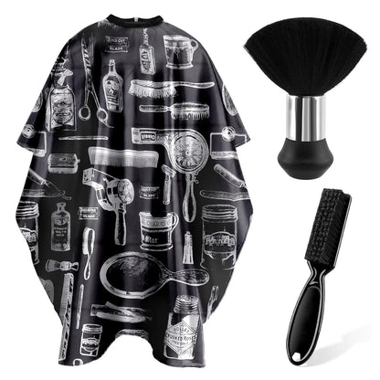 3/8pcsHair Cutting Barber Cape Set with Neck Duster Brush Barber Brush Professional Barber Accessories Salon Cleaning Supplies