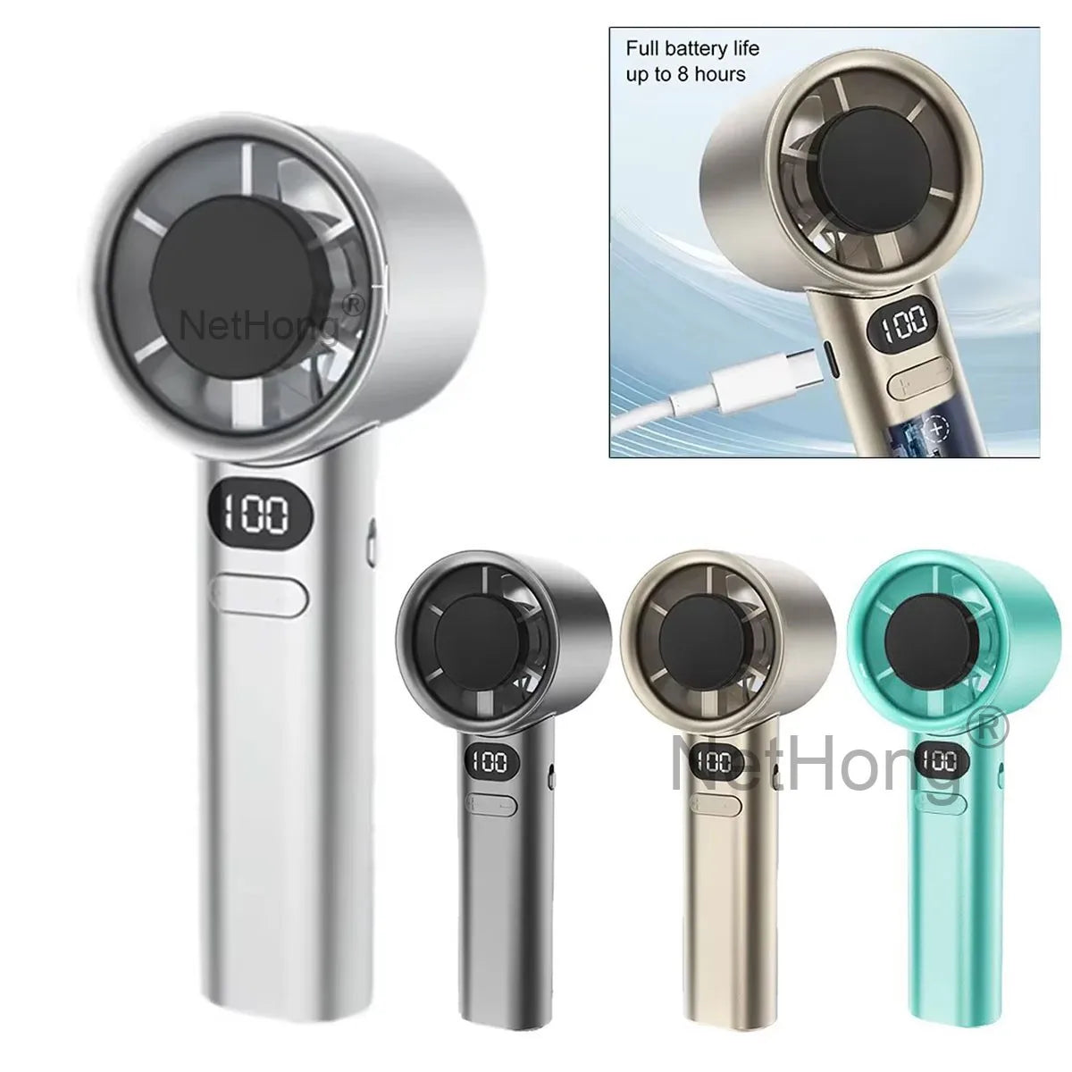 Mini Portable High Speed Fan USB Rechargeable 1800mAh Wireless Handheld Outdoor~