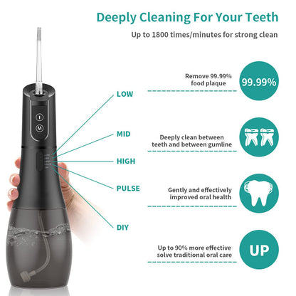 Mouth Washing MachineFloss,Oral Irrigator Portable Water Flosser Rechargeable 5 Modes 400ML Dental Water Jet for Cleaning Teeth