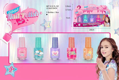 Children's Nail Polish Set 5 Color Safe Non-toxic Water-based Peelable  Girls Princess Dress Up Play House DIY Nail Art Toys