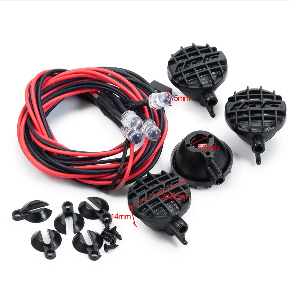 MIBIDAO 2/4LED RC Car Roof Light Round Lamp Spotlight For 1/10 Axial SCX10 II 90046 TRX4 Tamiya CC01 D90 D110