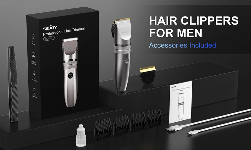 SEJOY Hair Trimmer for Men Hair Clippers for Barbers  Electric Trimmer Rechargeable Cordless Shaver (OiI Not Included)）