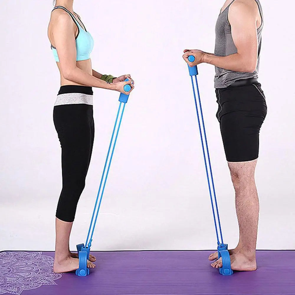 Fitness Resistance Bands-4 Tube Pedal Ankle Puller - Sit Up Leg Stretch Rope Exercise Bands , Stretching Workout Fitness Bands