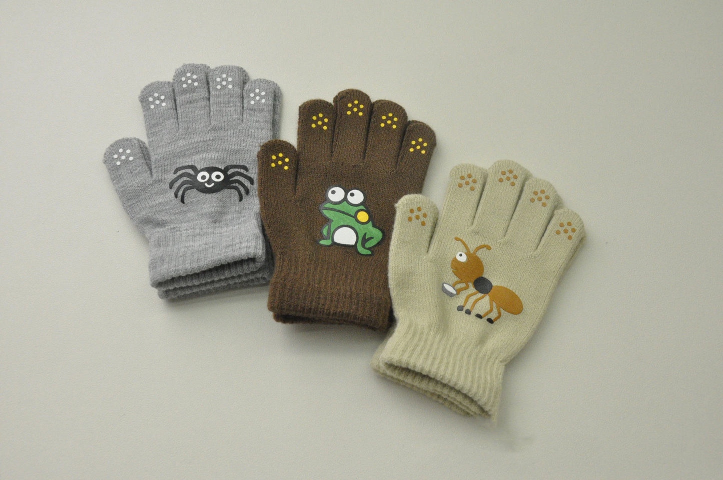 Children Knitted Warm Gloves For 5-12Y Baby Students Winter New Insect Full Finger Mittens Outdoor Cycling Skiing Gloves