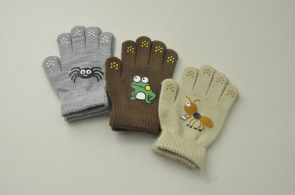 Children Knitted Warm Gloves For 5-12Y Baby Students Winter New Insect Full Finger Mittens Outdoor Cycling Skiing Gloves