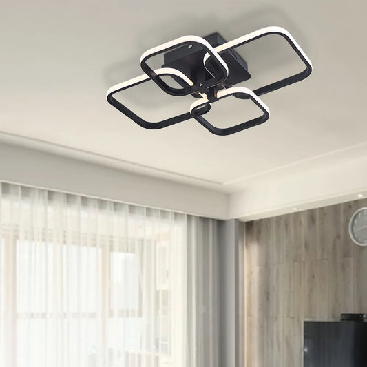 KOMORE Contemporary LED Energy-efficient Semi Flush Ceiling Light,  White / Stepless Dimming