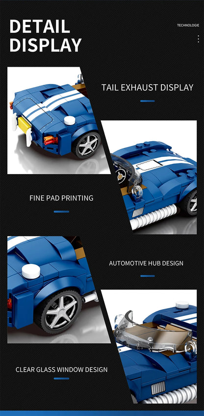 312PCS Blue Sport Car Building Block Set Creative City Vehicle Diy Car Model Bricks Desktop Display Toys For Kids Holiday Gifts