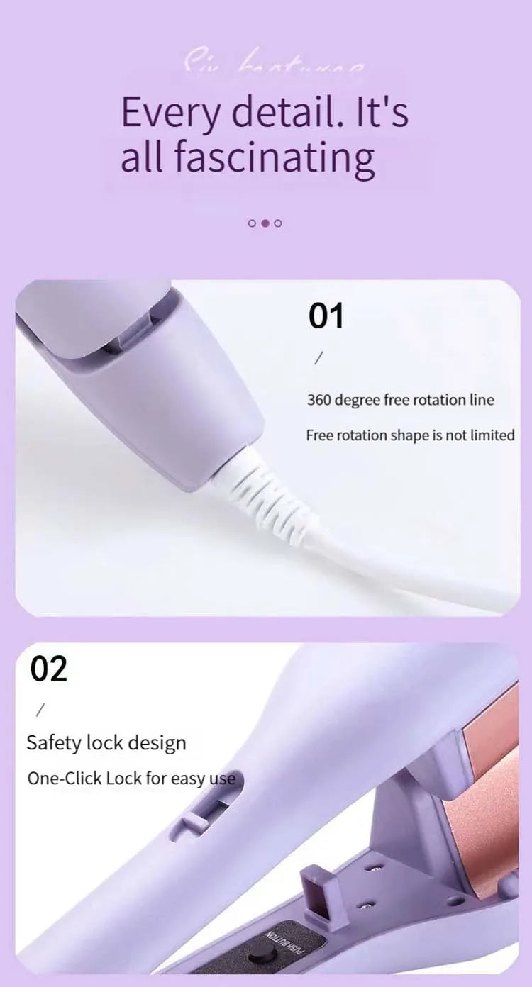 32MM Electric Curling Iron Automatic Lambswool Curling Tool Long Lasting Styling French Styling Rotating Anti-Flame Design