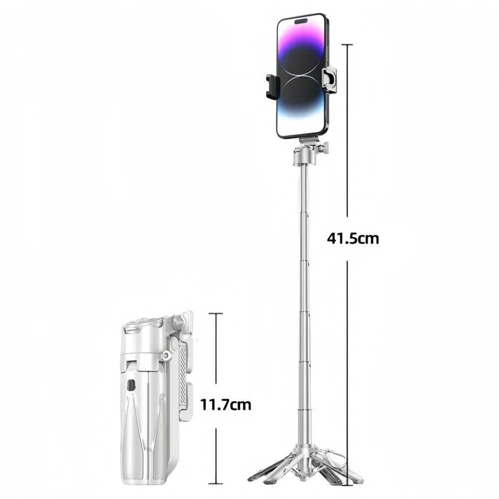 Portable Bluetooth Selfie Stick Tripod with Remote, Foldable Phone Holder Stand for iPhone & Smartphones, Mini Keychain Design