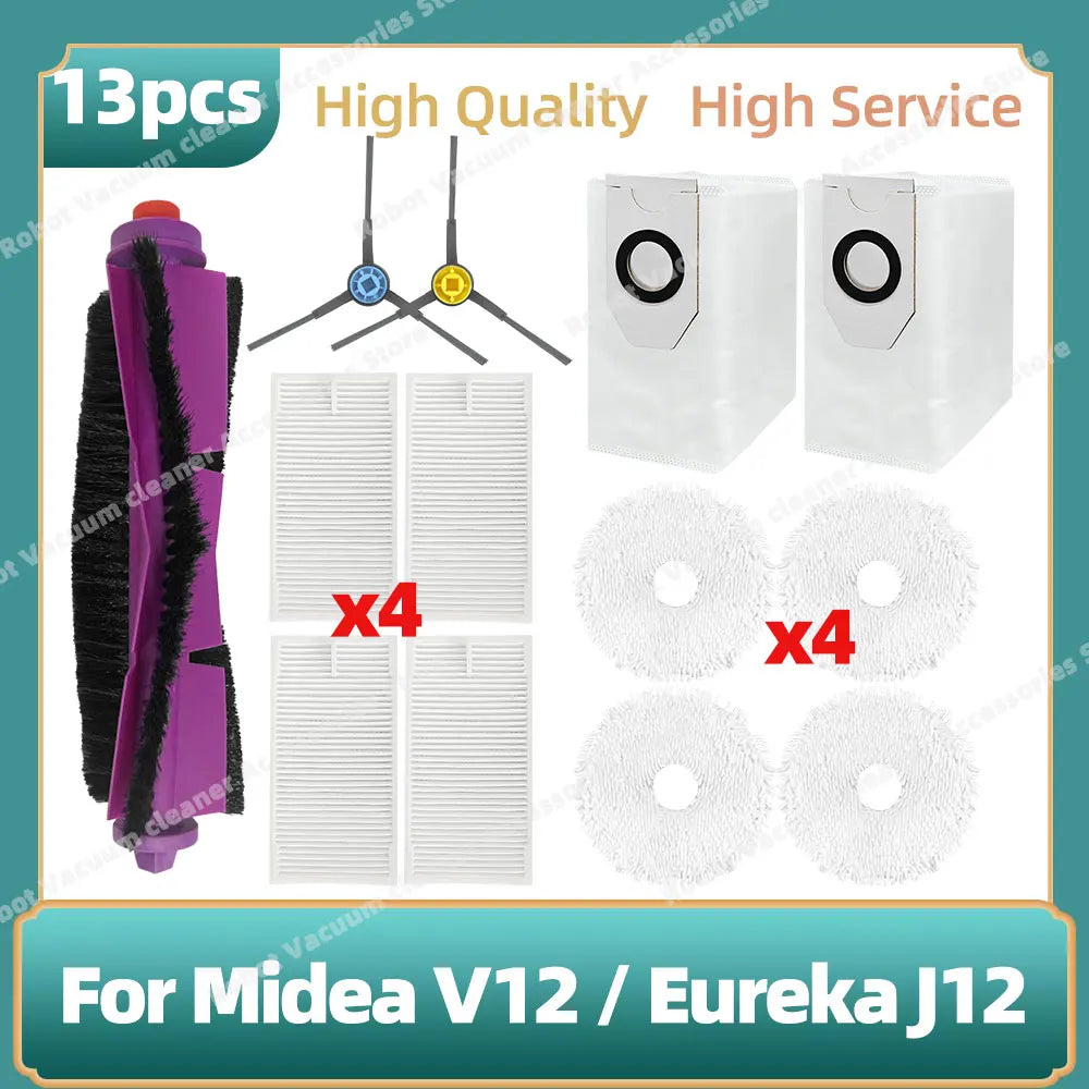 Compatible For 미디어 Midea V12 / Eureka J12 Ultra Main Side Brush Mop Cloth Filter Dust Bag Accessories Spare Replacement Parts