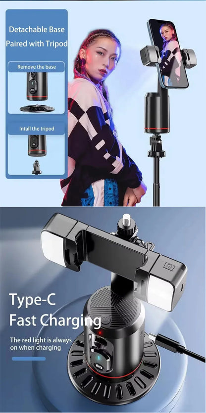 COOL DIER 2026 New 360 Rotation Gimbal Stabilizer, Selfie Stick Tripod Desktop Face Tracking Gimbal for Tiktok Smartphone Live