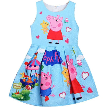 Peppa Pig Peppa George Personality Cartoon Holiday Gift Kawaii Kids Cotton Dress Creative Cute Girls Sleeveless Skirt Wholesale