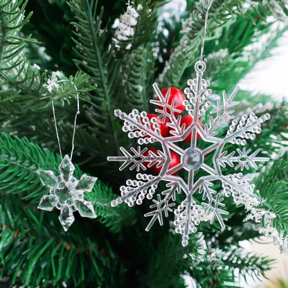 5-48Pcs Christmas Ornaments Crystal Tree Decorations Transparent Ice Strip Pendant DIY Teardrop Chandelier Xmas Wedding Beads