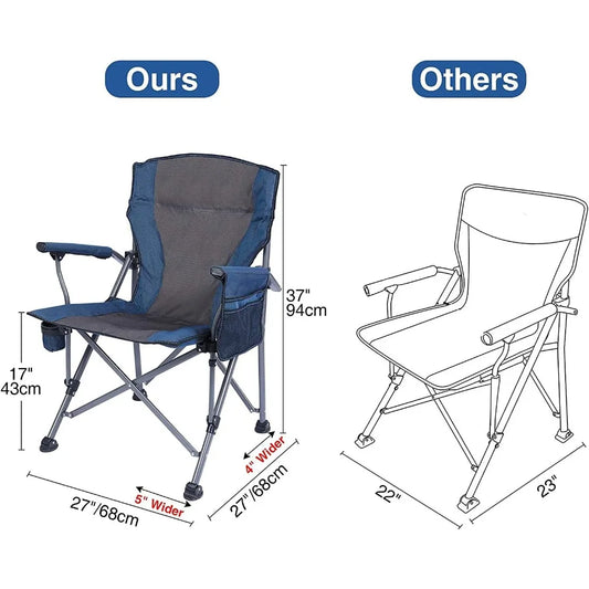 2 pack of oversized folding camping chairs for heavy people 200kg, luxury large heavy duty garden chairs beach chairs